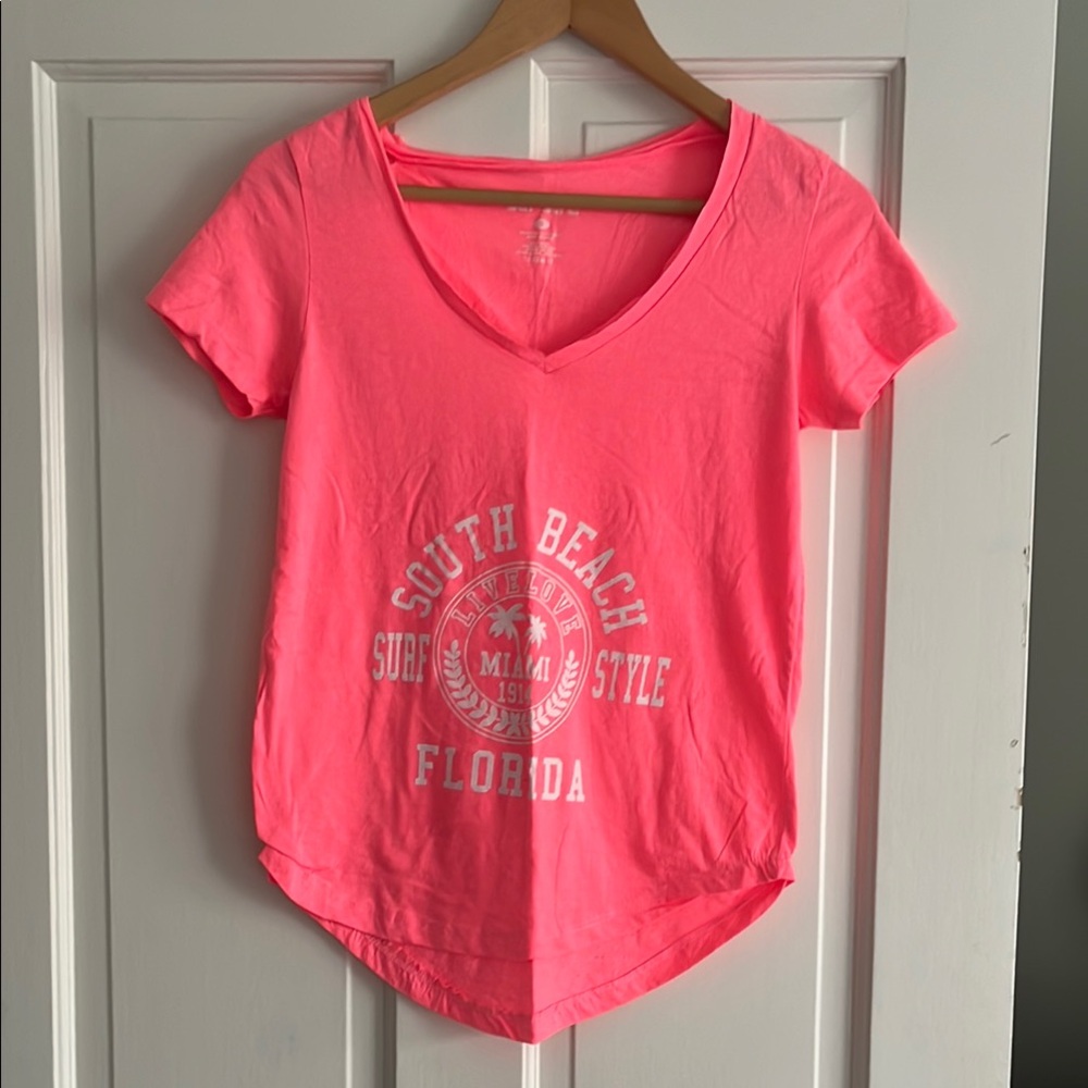 Pink V-Neck Graphic Tee